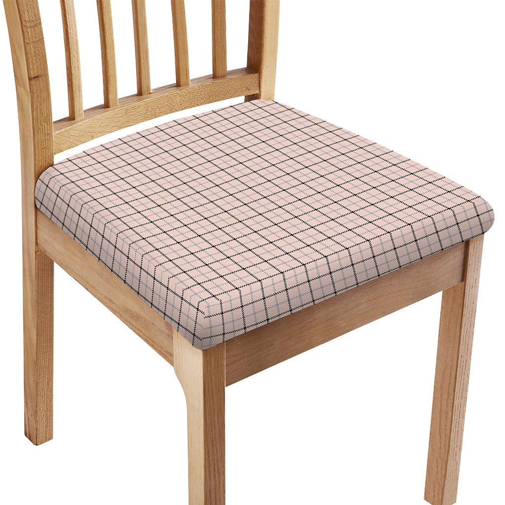 Pastel Pink And Black Tattersall Print Chair Cushion Cover