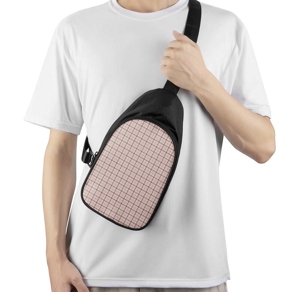 Pastel Pink And Black Tattersall Print Chest Bag