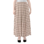Pastel Pink And Black Tattersall Print Chiffon Maxi Skirt