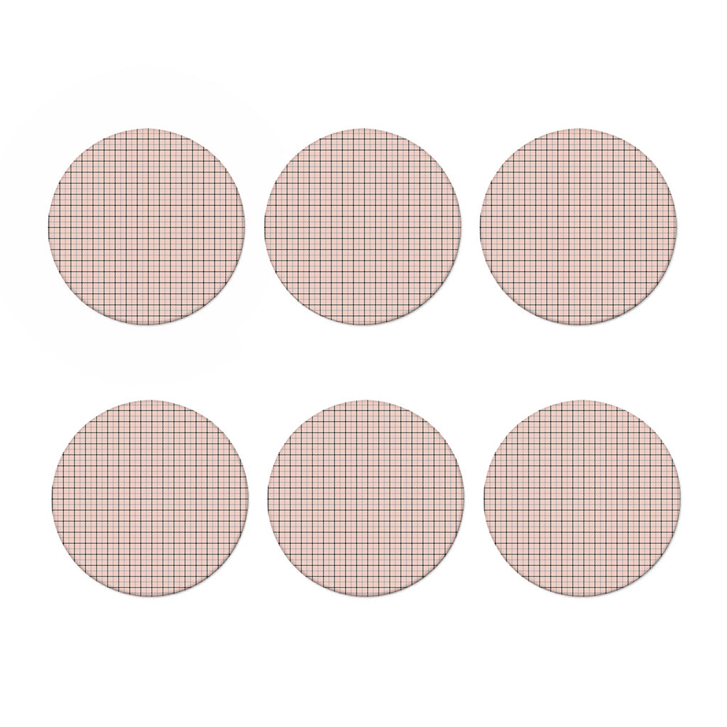 Pastel Pink And Black Tattersall Print Coaster Set
