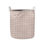 Pastel Pink And Black Tattersall Print Collapsible Laundry Basket