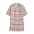 Pastel Pink And Black Tattersall Print Cotton Hawaiian Shirt
