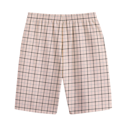 Pastel Pink And Black Tattersall Print Cotton Shorts