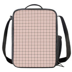 Pastel Pink And Black Tattersall Print Crossbody Lunch Bag