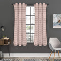 Pastel Pink And Black Tattersall Print Grommet Curtain Panels