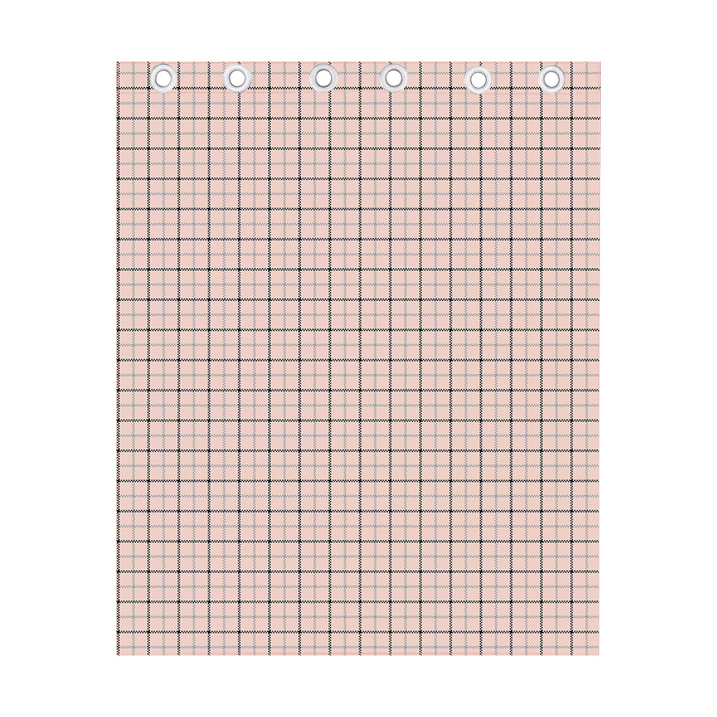 Pastel Pink And Black Tattersall Print Curtain