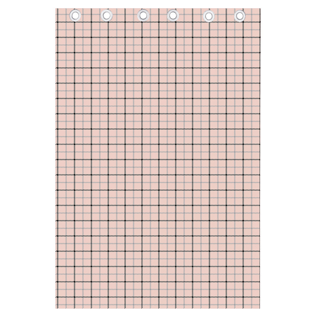 Pastel Pink And Black Tattersall Print Curtain