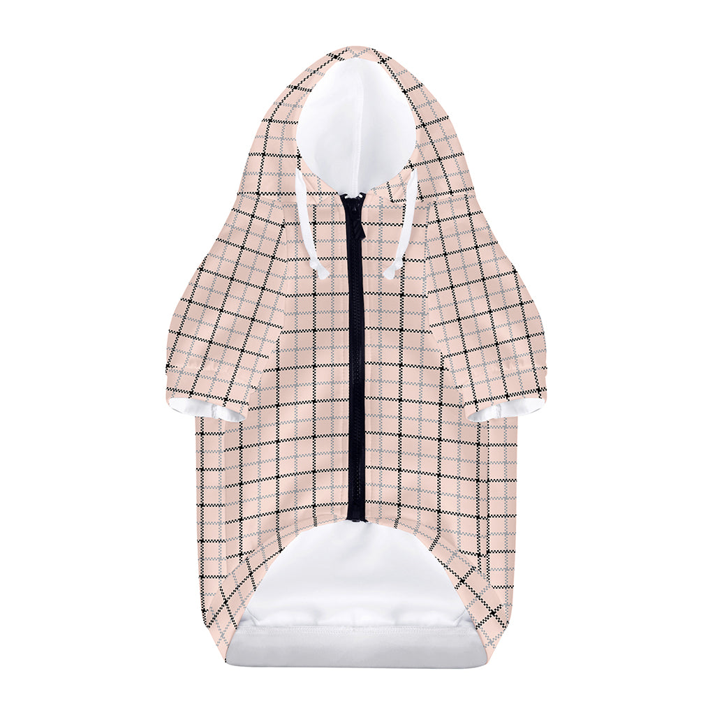 Pastel Pink And Black Tattersall Print Dog Zip Up Hoodie