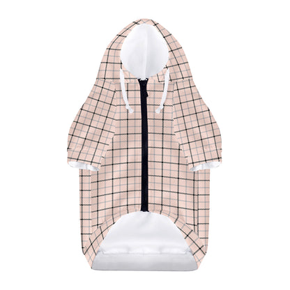 Pastel Pink And Black Tattersall Print Dog Zip Up Hoodie