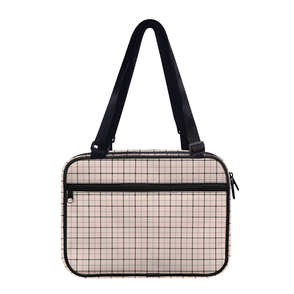Pastel Pink And Black Tattersall Print Double Strap Bible Bag