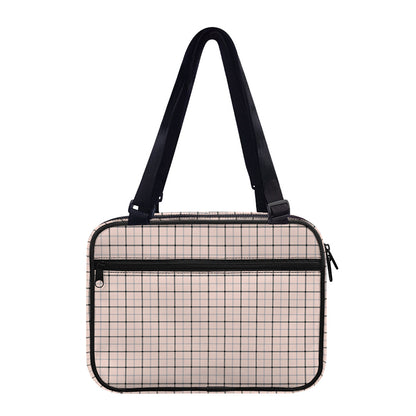 Pastel Pink And Black Tattersall Print Double Strap Bible Bag