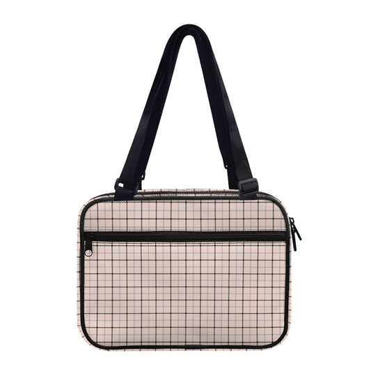 Pastel Pink And Black Tattersall Print Double Strap Bible Bag
