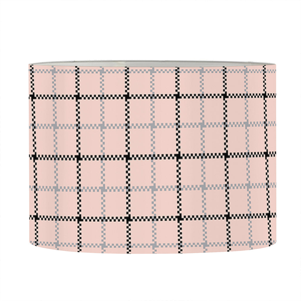 Pastel Pink And Black Tattersall Print Drum Lamp Shade