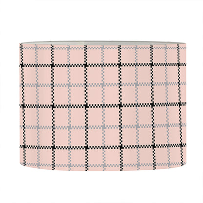 Pastel Pink And Black Tattersall Print Drum Lamp Shade