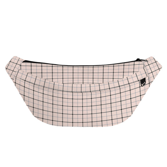 Pastel Pink And Black Tattersall Print Fanny Pack