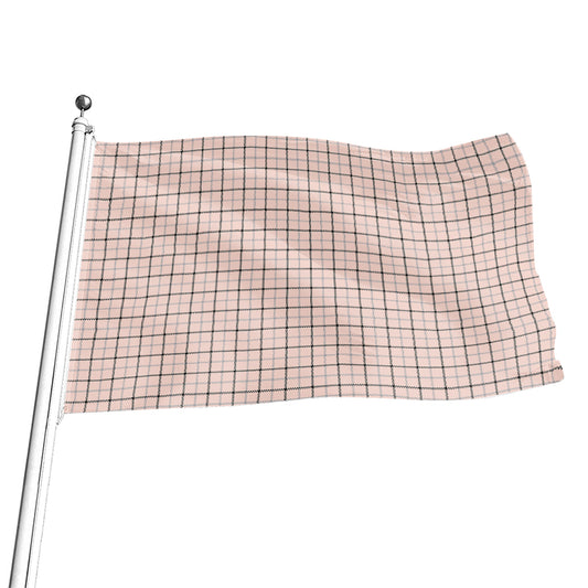 Pastel Pink And Black Tattersall Print Flag