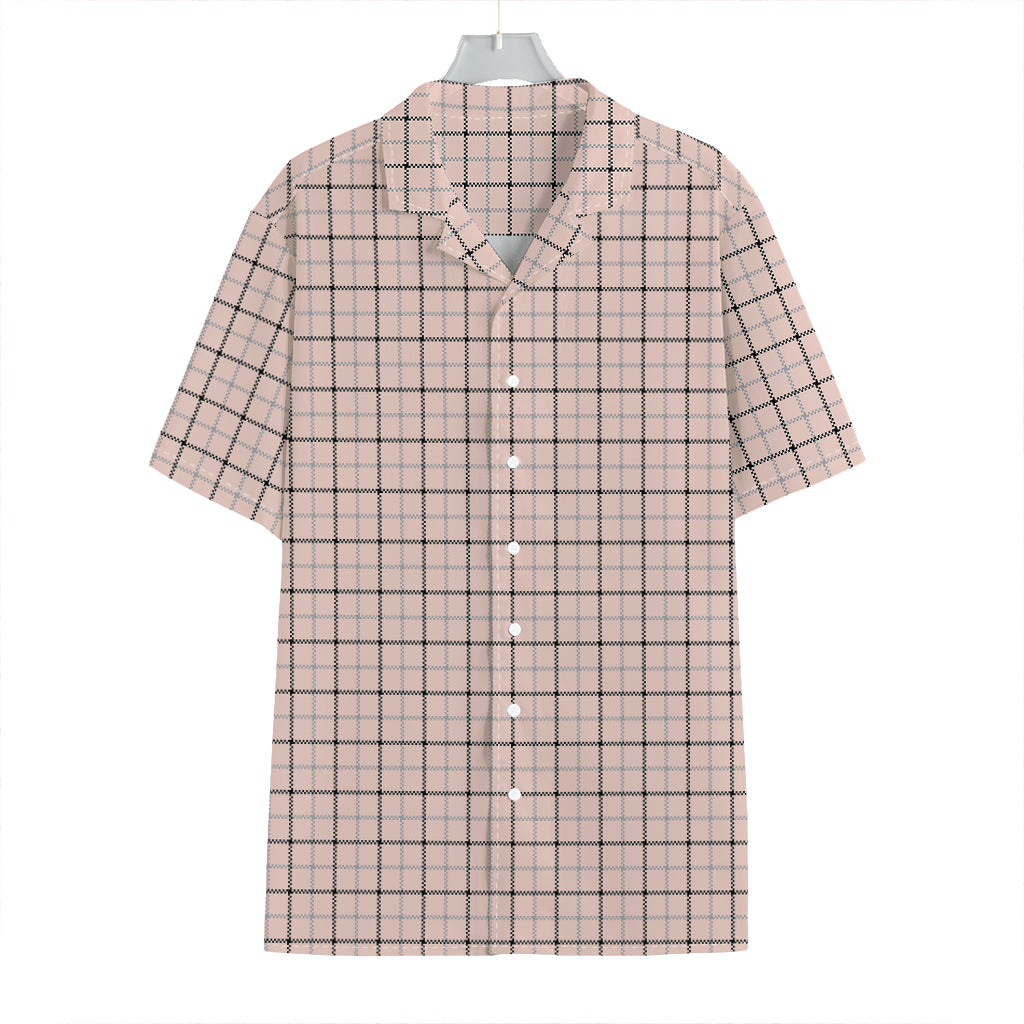 Pastel Pink And Black Tattersall Print Hawaiian Shirt