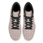 Pastel Pink And Black Tattersall Print High Top Leather Sneakers