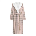 Pastel Pink And Black Tattersall Print Hooded Bathrobe