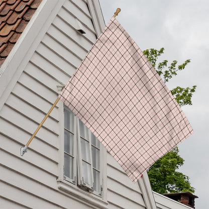 Pastel Pink And Black Tattersall Print House Flag