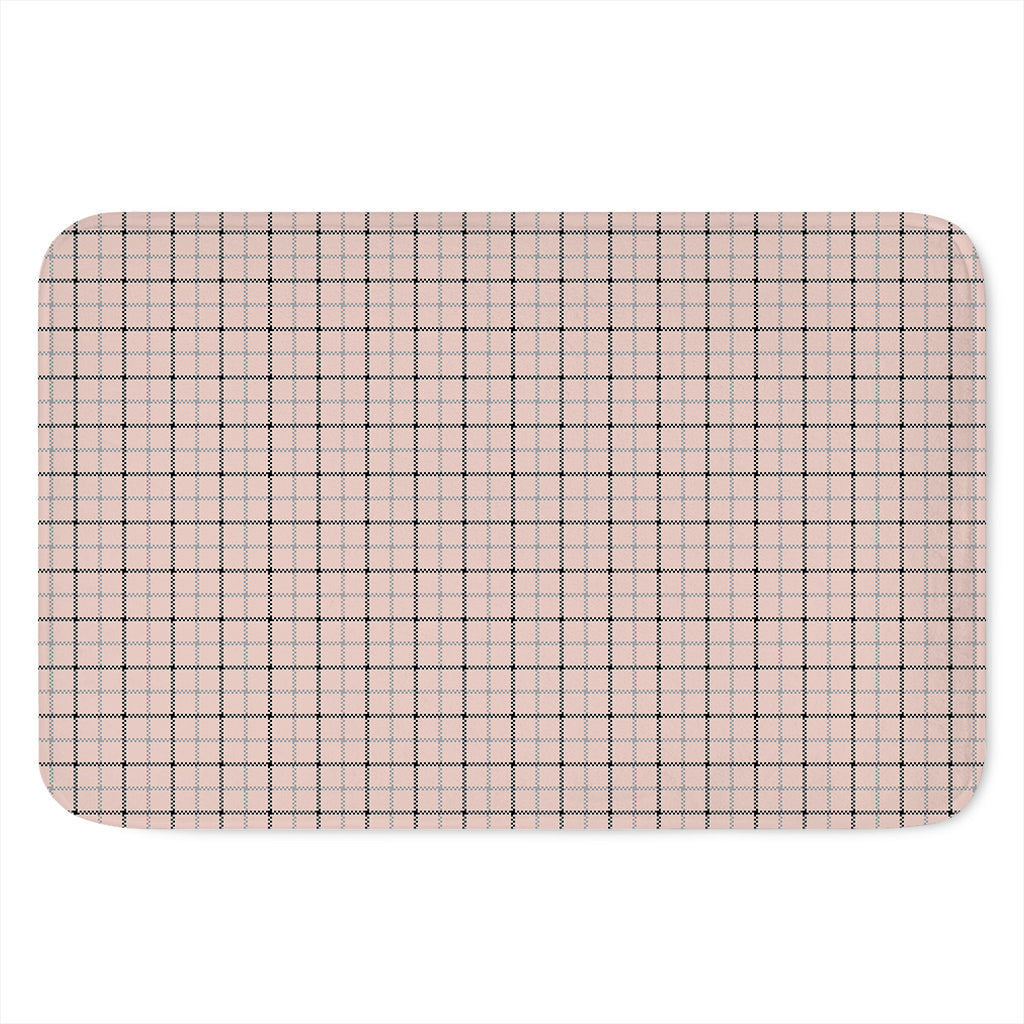 Pastel Pink And Black Tattersall Print Indoor Door Mat