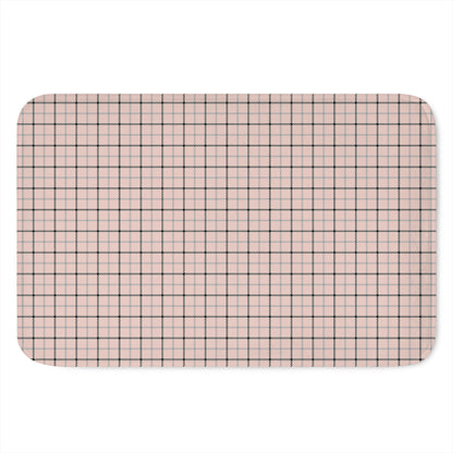 Pastel Pink And Black Tattersall Print Indoor Door Mat