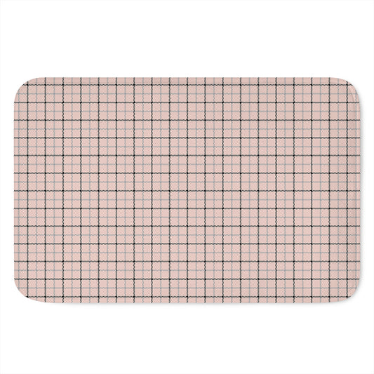 Pastel Pink And Black Tattersall Print Indoor Door Mat