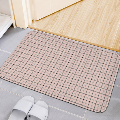 Pastel Pink And Black Tattersall Print Indoor Door Mat