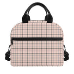 Pastel Pink And Black Tattersall Print Insulated Lunch Bag
