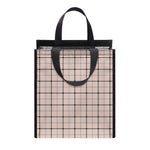 Pastel Pink And Black Tattersall Print Insulated Lunch Tote