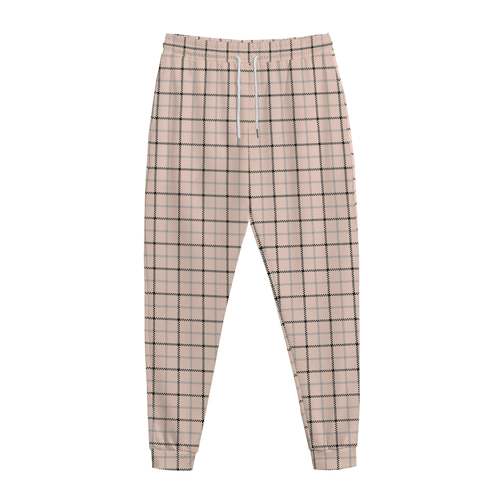 Pastel Pink And Black Tattersall Print Jogger Pants