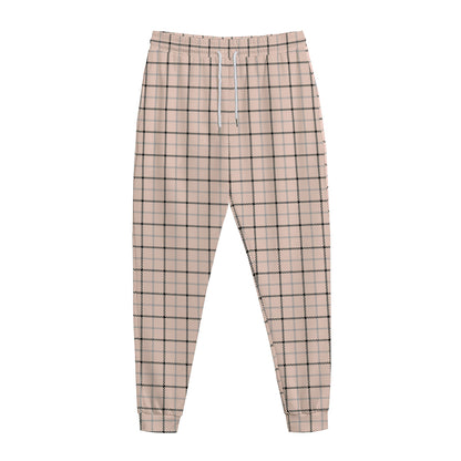 Pastel Pink And Black Tattersall Print Jogger Pants