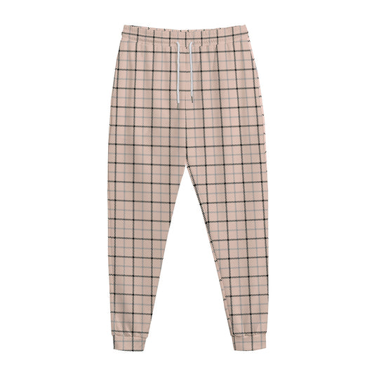Pastel Pink And Black Tattersall Print Jogger Pants