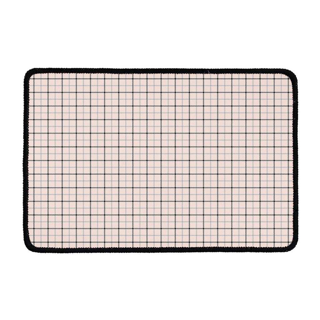 Pastel Pink And Black Tattersall Print Kitchen Mat