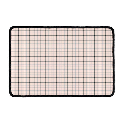 Pastel Pink And Black Tattersall Print Kitchen Mat