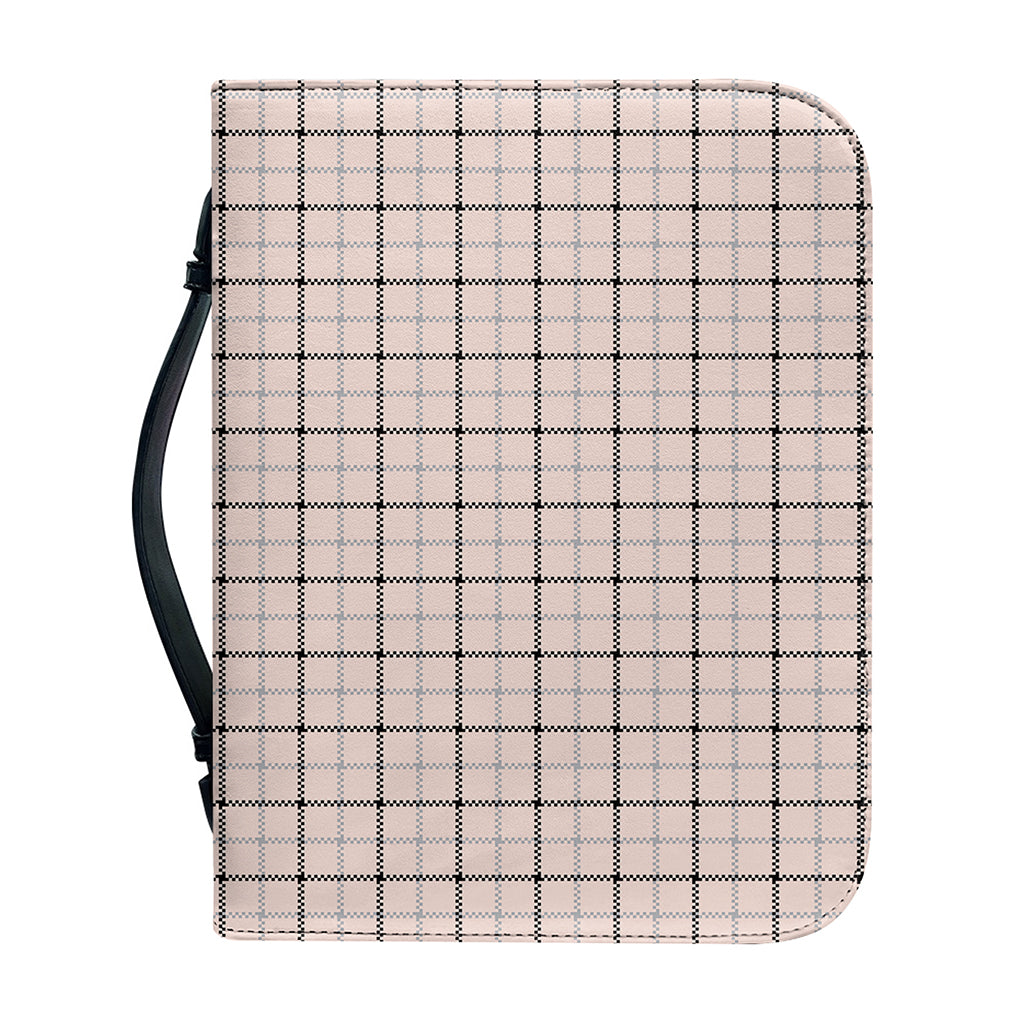 Pastel Pink And Black Tattersall Print Leather Bible Cover