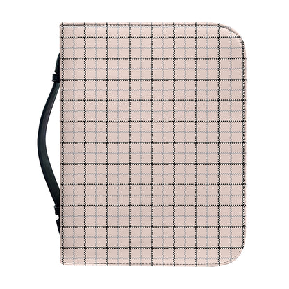Pastel Pink And Black Tattersall Print Leather Bible Cover