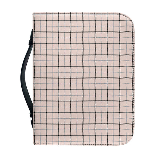 Pastel Pink And Black Tattersall Print Leather Bible Cover