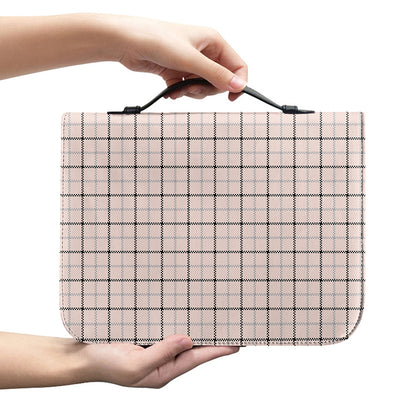 Pastel Pink And Black Tattersall Print Leather Bible Cover