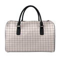 Pastel Pink And Black Tattersall Print Leather Duffel Bag