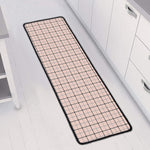 Pastel Pink And Black Tattersall Print Long Kitchen Mat