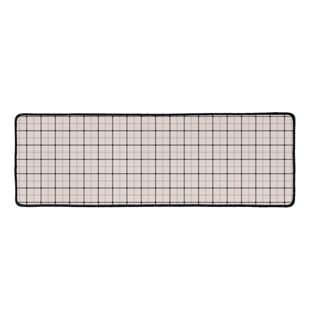 Pastel Pink And Black Tattersall Print Long Kitchen Mat