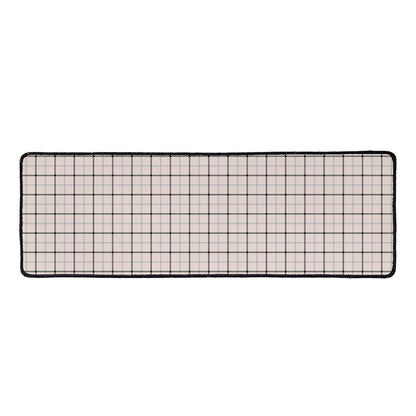 Pastel Pink And Black Tattersall Print Long Kitchen Mat