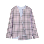 Pastel Pink And Black Tattersall Print Long Sleeve Short Coat
