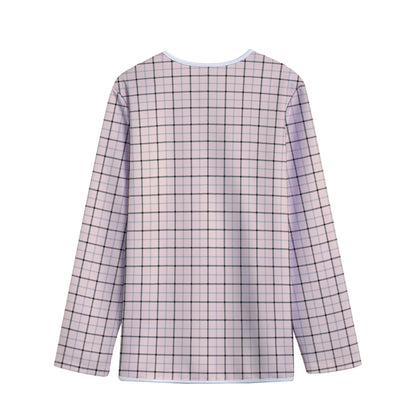 Pastel Pink And Black Tattersall Print Long Sleeve Short Coat