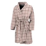 Pastel Pink And Black Tattersall Print Men's Bathrobe