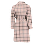 Pastel Pink And Black Tattersall Print Men's Bathrobe