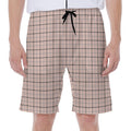 Pastel Pink And Black Tattersall Print Men's Beach Shorts