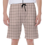 Pastel Pink And Black Tattersall Print Men's Beach Shorts