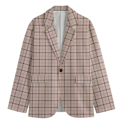 Pastel Pink And Black Tattersall Print Men's Blazer